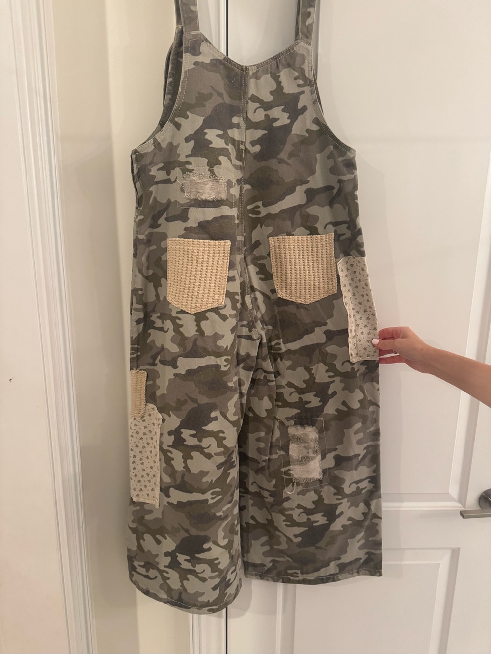 POL Camo Wide-Leg Overalls Jumpsuit - Beige & Green - Picture 4 of 5